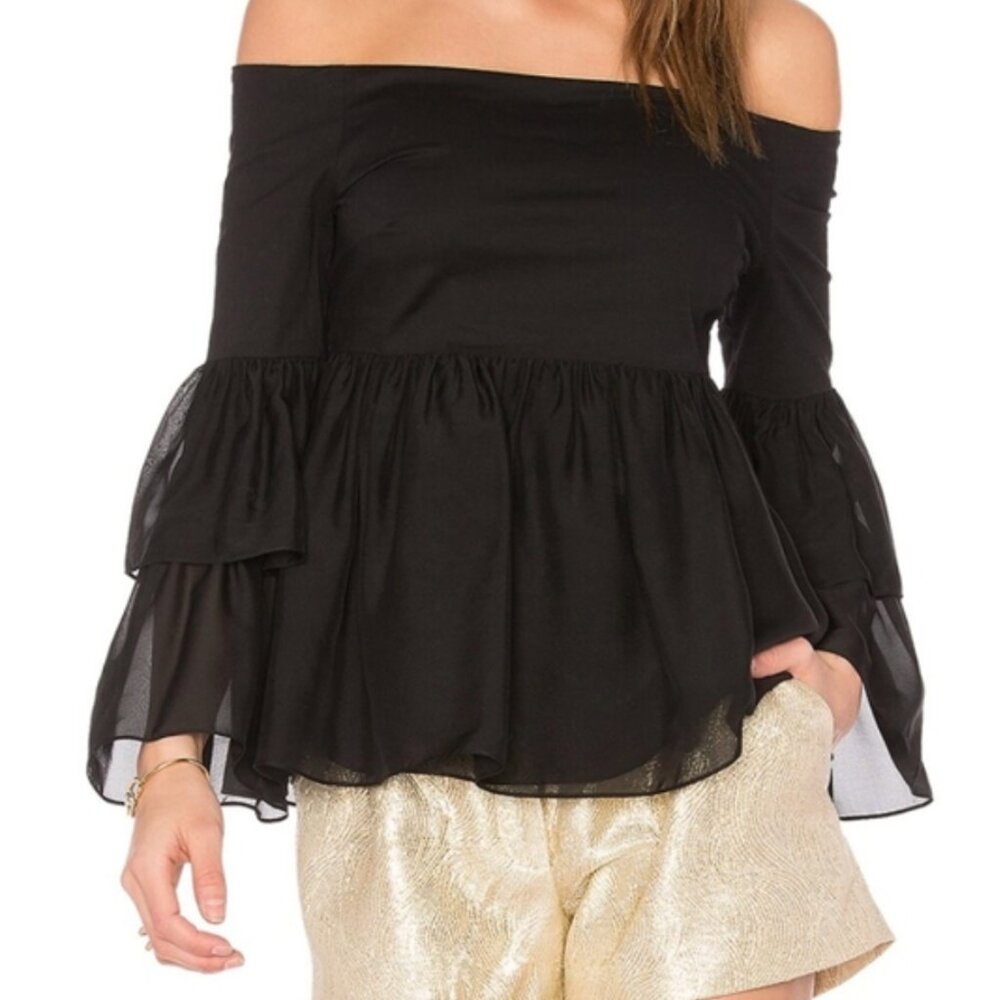 Rachel Zoe Charlotte Off-the-Shoulder Babydoll Top Size 0 Feminine Blouse